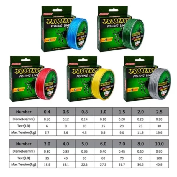 Proberos 4 Strand Braid Line Fishing Line 100M